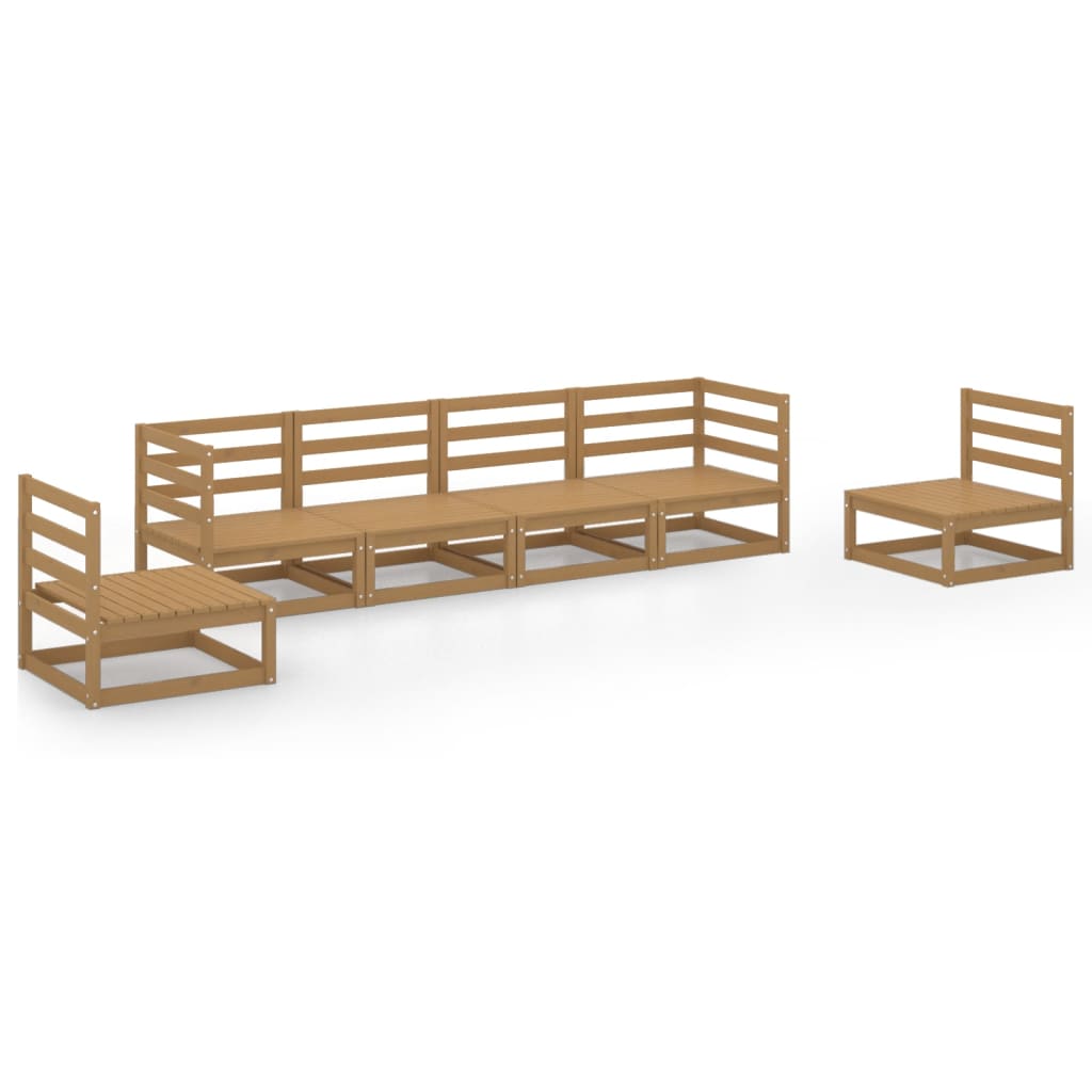 Set Divani da Giardino 6 pz Miele in Legno Massello di Pino cod mxl 36328