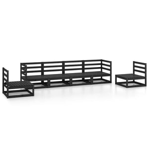 Set Divani da Giardino 6 pz Nero in Legno Massello di Pino cod mxl 36327