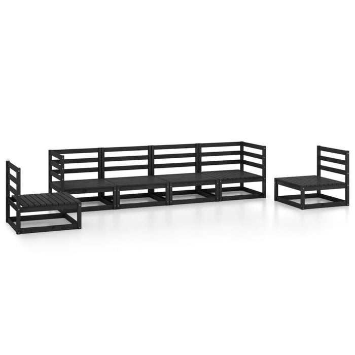 Set Divani da Giardino 6 pz Nero in Legno Massello di Pino cod mxl 36327