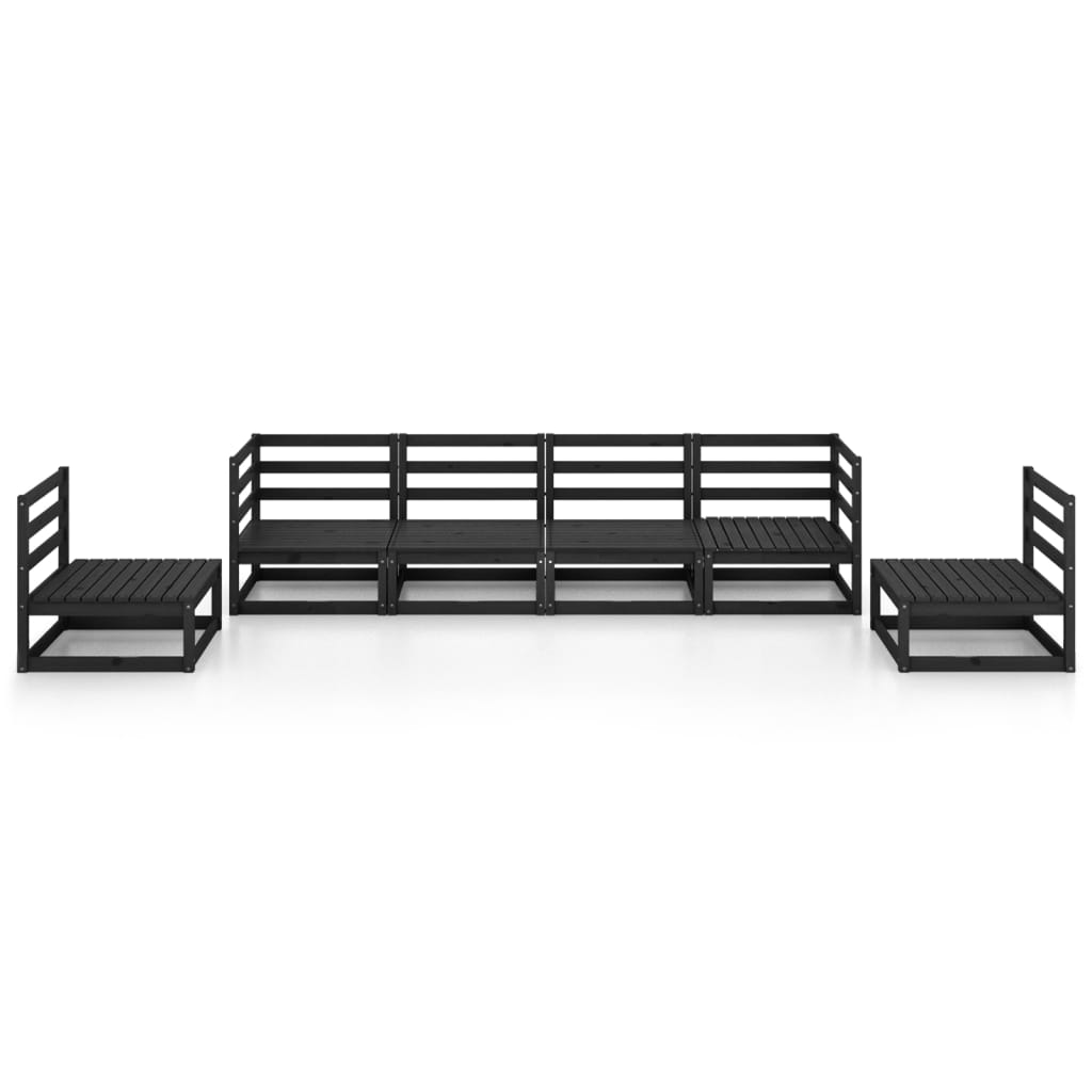 Set Divani da Giardino 6 pz Nero in Legno Massello di Pino 3075403