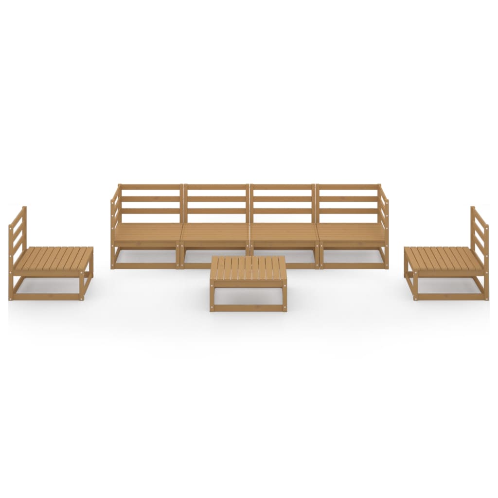 Set Divani da Giardino 7 pz Miele in Legno Massello di Pino 3075407