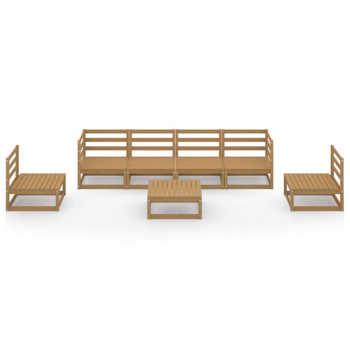 Set Divani da Giardino 7 pz Miele in Legno Massello di Pino 3075407