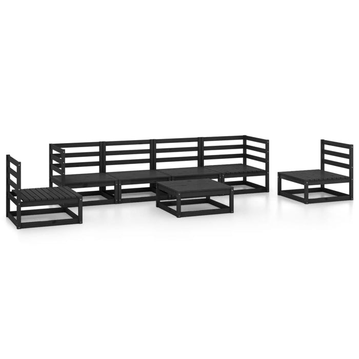 Set Divani da Giardino 7 pz Nero in Legno Massello di Pino cod mxl 36330