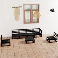 Set Divani da Giardino 7 pz Nero in Legno Massello di Pino cod mxl 36330