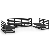 Set Divani da Giardino 7 pz Nero in Legno Massello di Pino cod mxl 36340