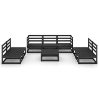 Set Divani da Giardino 8 pz Nero in Legno Massello di Pino 3075428