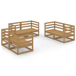 Set Divani da Giardino 6 pz Miele in Legno Massello di Pino 3075442