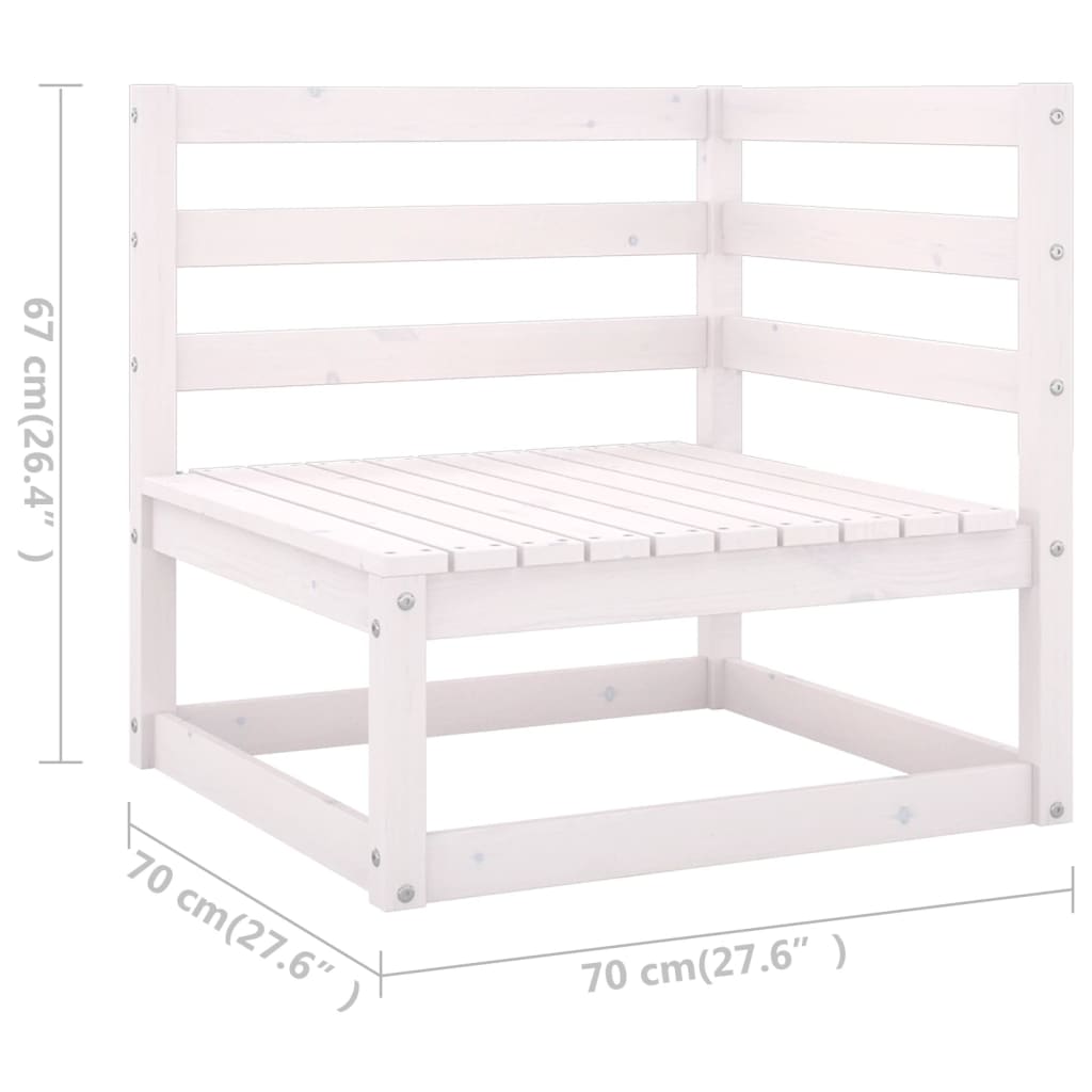 Set Divani da Giardino 7 pz Bianco in Legno Massello di Pino 3075450