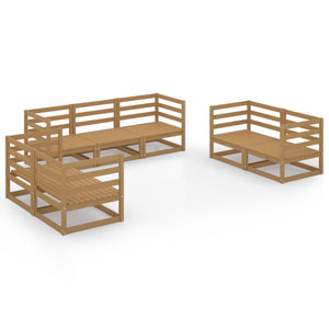 Set Divani da Giardino 7 pz Miele in Legno Massello di Pino 3075452