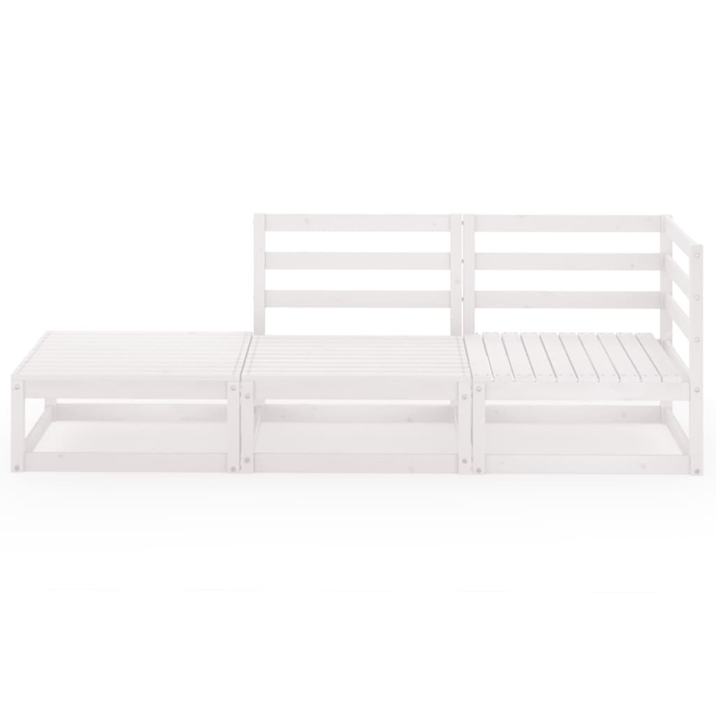 Set Divani da Giardino 3 pz Bianco in Legno Massello di Pino cod mxl 40153