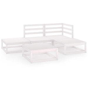 Set Divani da Giardino 5 pz Bianco in Legno Massello di Pino 3075480