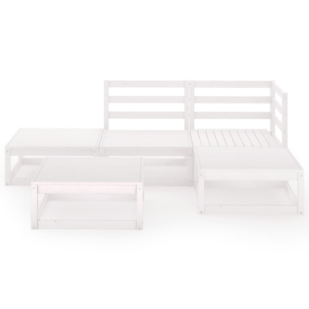 Set Divani da Giardino 5 pz Bianco in Legno Massello di Pino 3075480