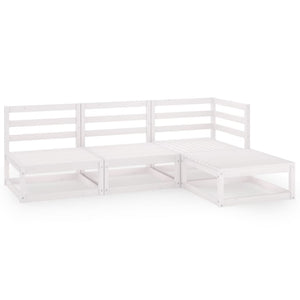 Set Divani da Giardino 4 pz Bianco in Legno Massello di Pino 3075485