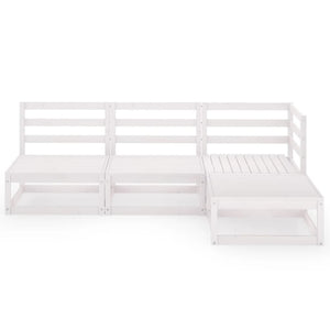 Set Divani da Giardino 4 pz Bianco in Legno Massello di Pino 3075485