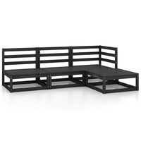 Set Divani da Giardino 4 pz Nero in Legno Massello di Pino 3075488