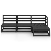 Set Divani da Giardino 4 pz Nero in Legno Massello di Pino cod mxl 36380