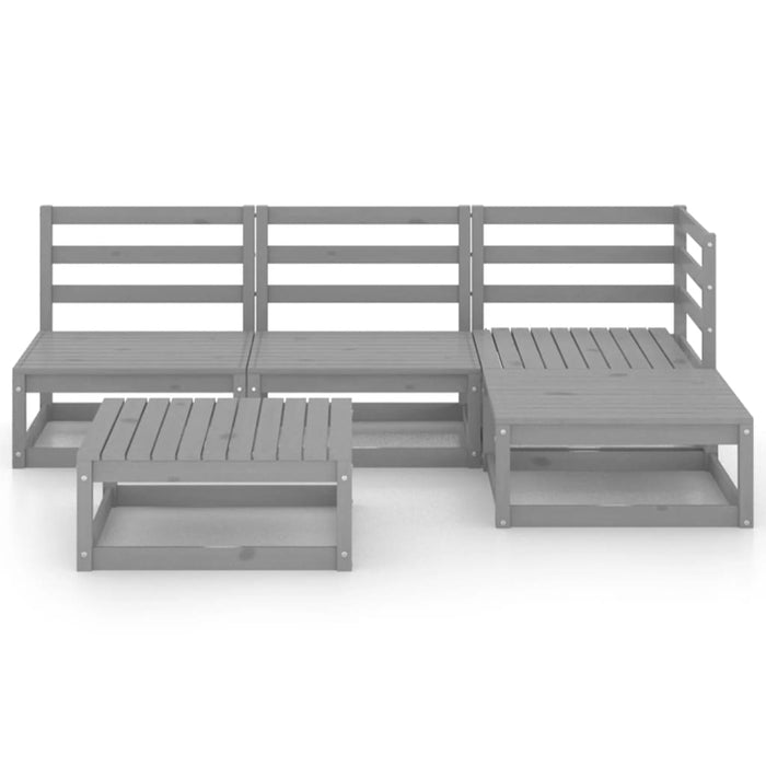 Set Divani da Giardino 5 pz Grigio in Legno Massello di Pino cod mxl 36388