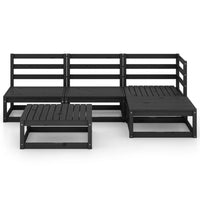 Set Divani da Giardino 5 pz Nero in Legno Massello di Pino 3075493