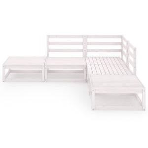 Set Divani da Giardino 5 pz Bianco in Legno Massello di Pino 3075495