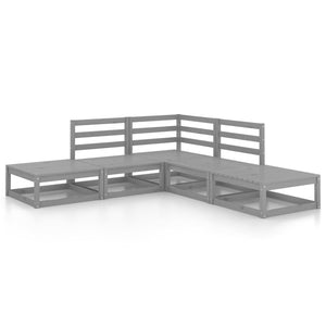 Set Divani da Giardino 5 pz Grigio in Legno Massello di Pino 3075496