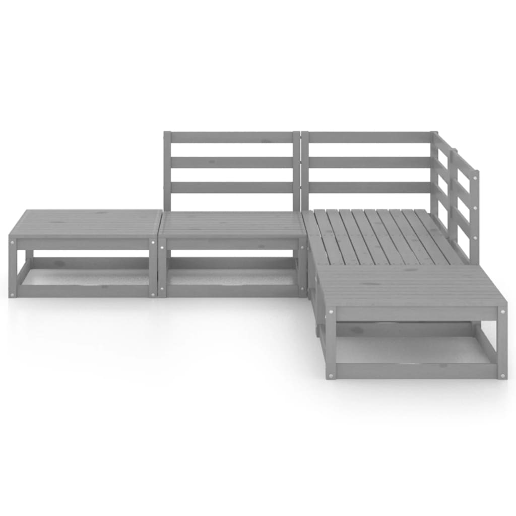 Set Divani da Giardino 5 pz Grigio in Legno Massello di Pino 3075496