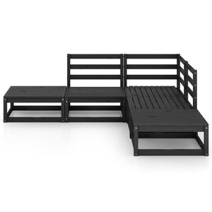 Set Divani da Giardino 5 pz Nero in Legno Massello di Pino 3075498