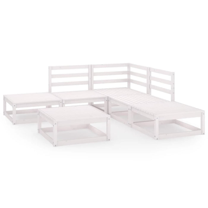 Set Divani da Giardino 6 pz Bianco in Legno Massello di Pino 3075500