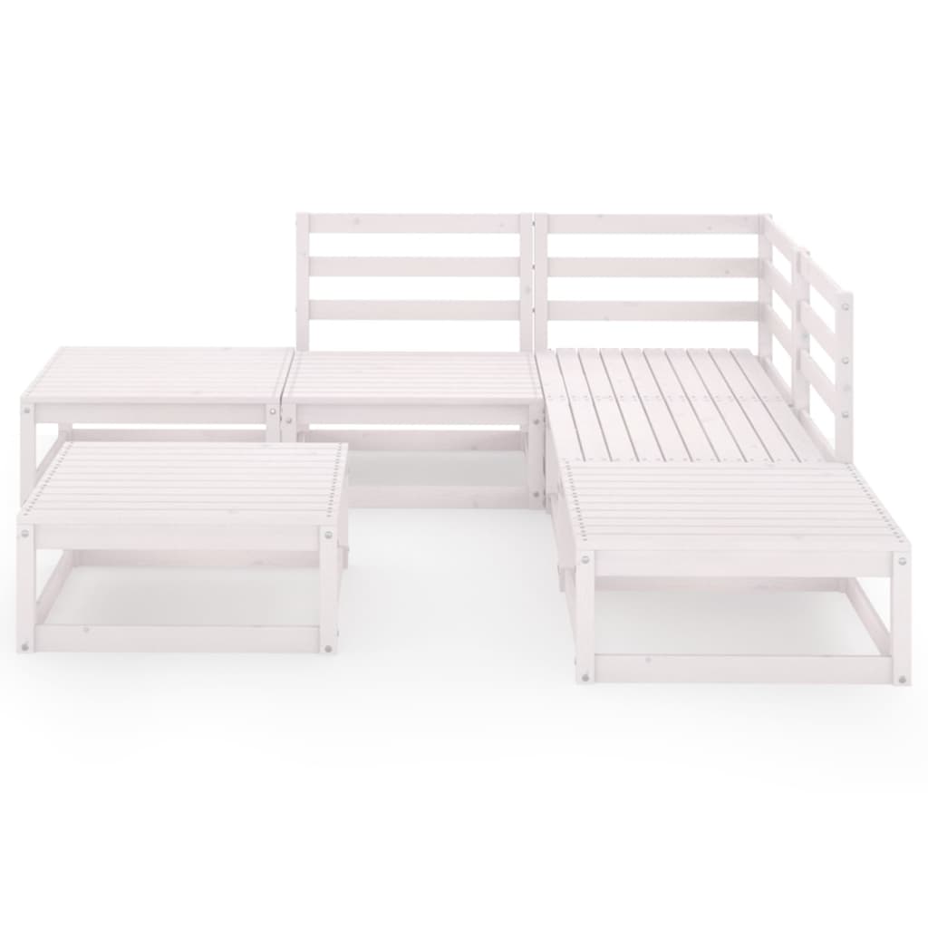 Set Divani da Giardino 6 pz Bianco in Legno Massello di Pino 3075500