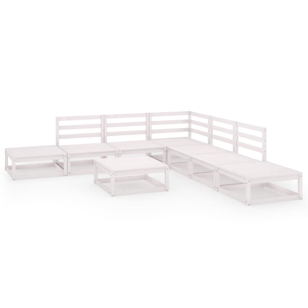 Set Divani da Giardino 8 pz Bianco in Legno Massello di Pino cod mxl 36398