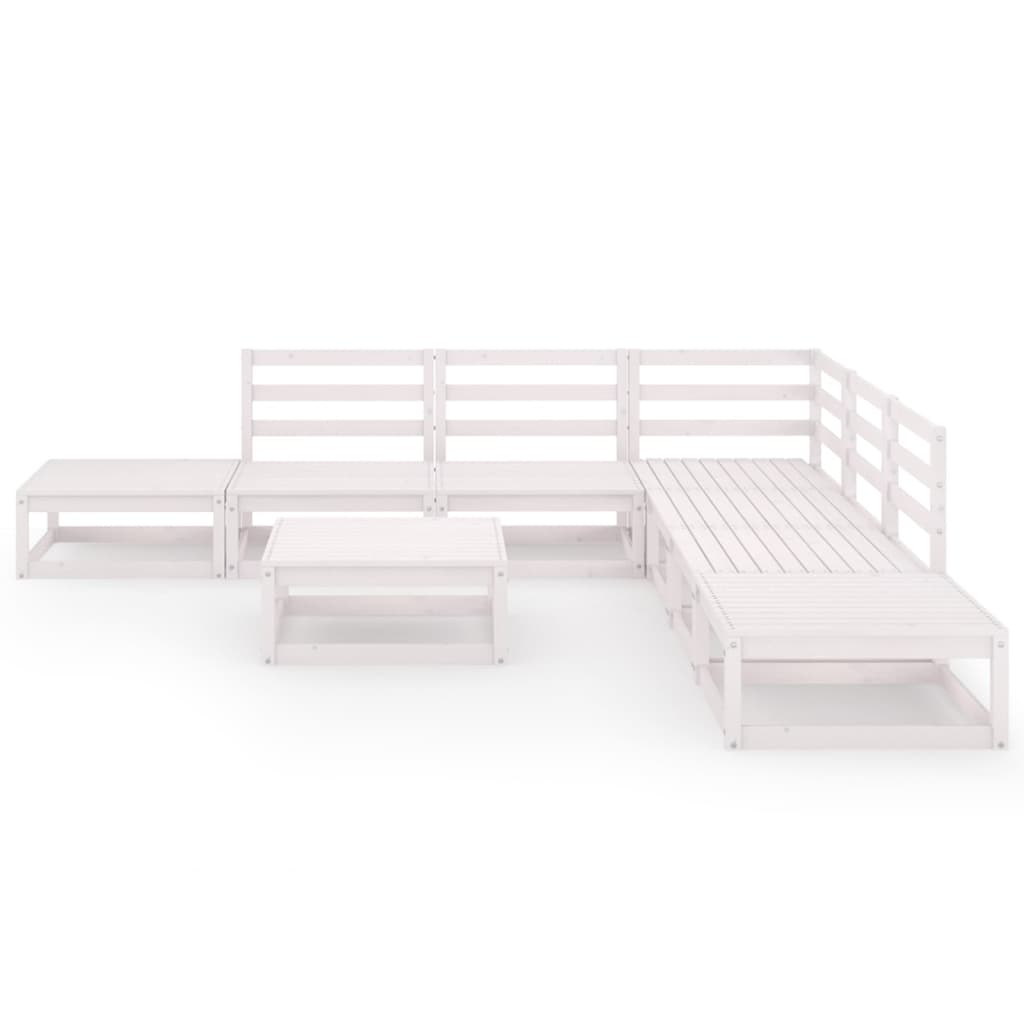 Set Divani da Giardino 8 pz Bianco in Legno Massello di Pino cod mxl 36398