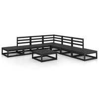 Set Divani da Giardino 8 pz Nero in Legno Massello di Pino 3075513