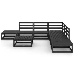 Set Divani da Giardino 8 pz Nero in Legno Massello di Pino 3075513