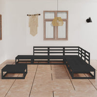 Set Divani da Giardino 8 pz Nero in Legno Massello di Pino 3075513