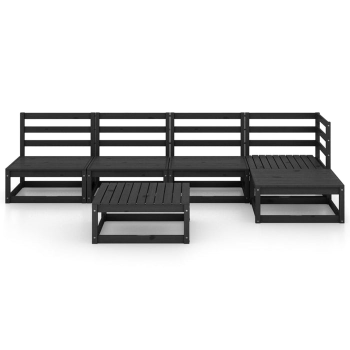 Set Divani da Giardino 5 pz Nero in Legno Massello di Pino  cod mxl 36413