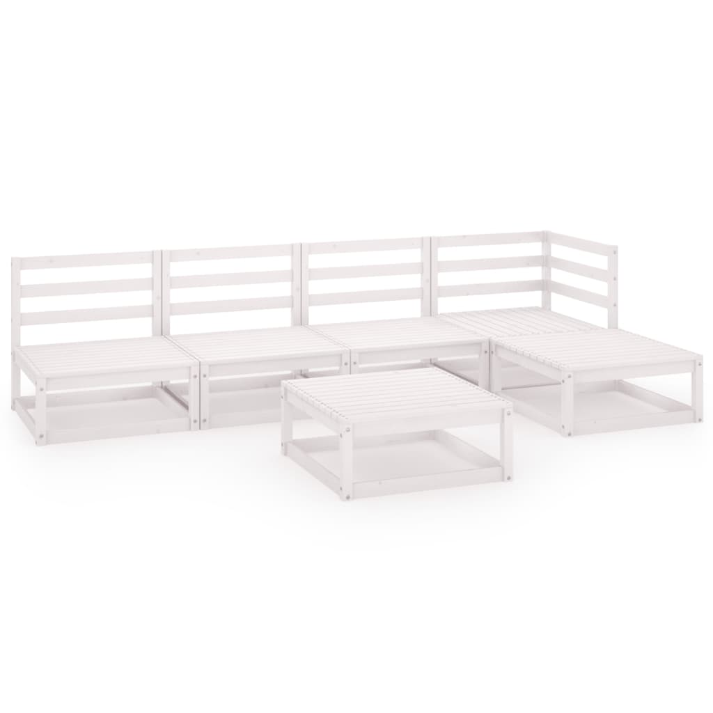 Set Divani da Giardino 6 pz Bianco in Legno Massello di Pino cod mxl 40154