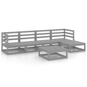 Set Divani da Giardino 6 pz Grigio in Legno Massello di Pino cod mxl 40583