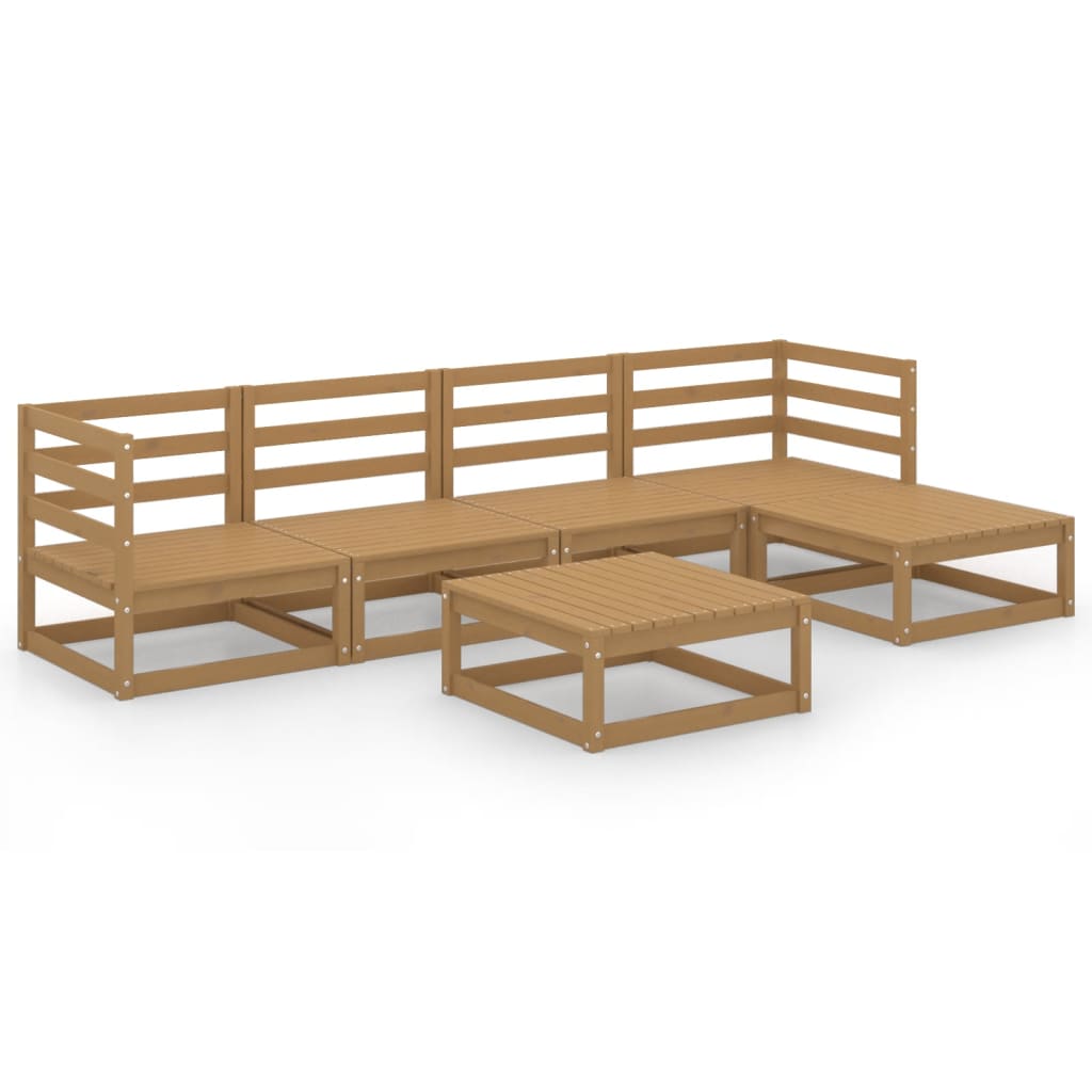 Set Divani da Giardino 6 pz Miele in Legno Massello di Pino 3075542