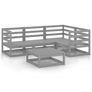 Set Divani da Giardino 5 pz Grigio in Legno Massello di Pino 3075551