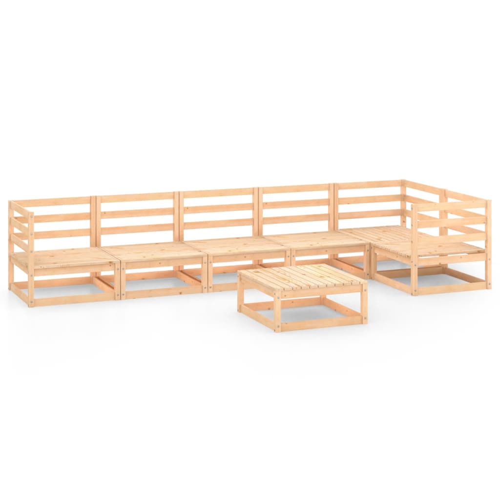 Set Divani da Giardino 7 pz in Legno Massello di Pino cod mxl 36435