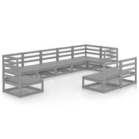 Set Divani da Giardino 9 pz Grigio in Legno Massello di Pino cod mxl 37434