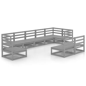 Set Divani da Giardino 9 pz Grigio in Legno Massello di Pino cod mxl 37434