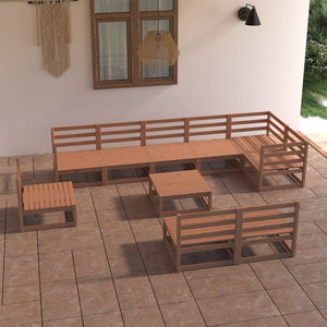 Set Divani da Giardino 10 pz Marrone Ambra in Massello di Pino 3075642