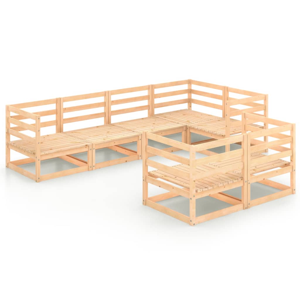 Set Divani da Giardino 7 pz in Legno Massello di Pino cod mxl 37452