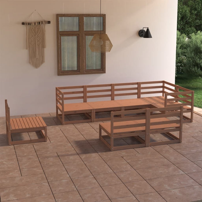 Set Divani da Giardino 8 pz Marrone Miele in Massello di Pino 3075667