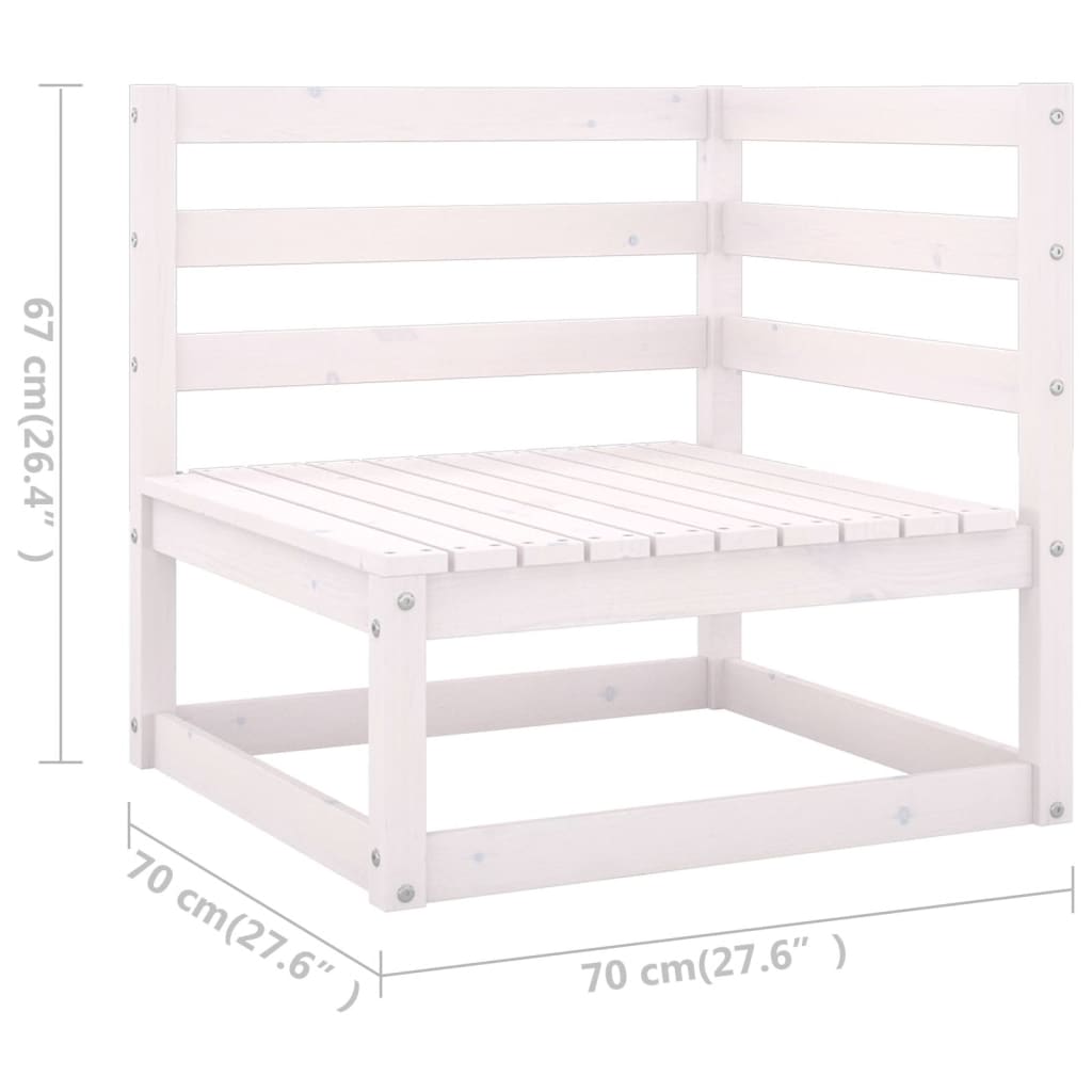 Set Divani da Giardino 7 pz Bianchi in Legno Massello di Pino 3075695