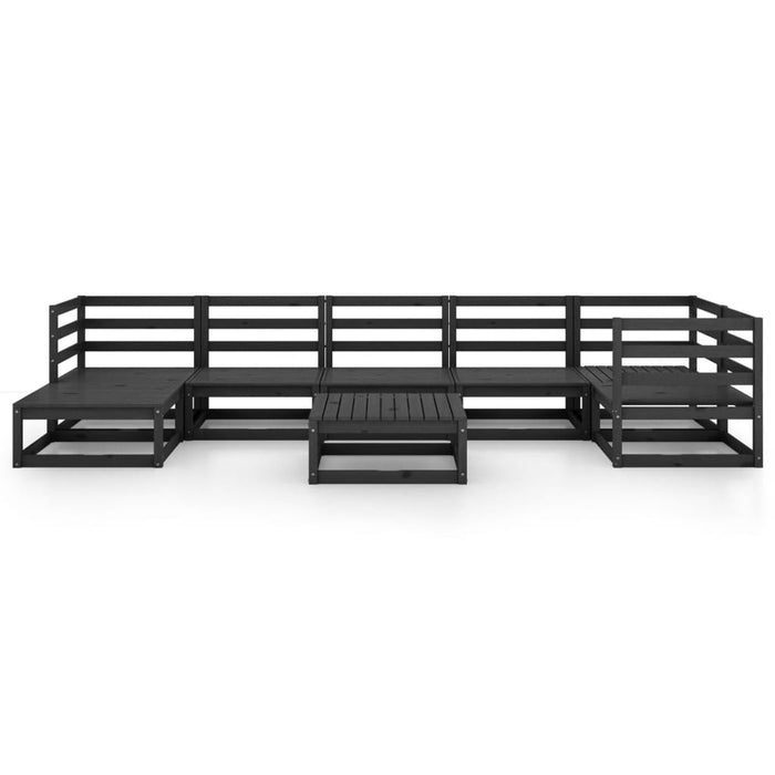 Set Divani da Giardino 8 pz Nero in Legno Massello di Pino cod mxl 41722