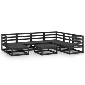 Set Divani da Giardino 8 pz Nero in Legno Massello di Pino cod mxl 41702