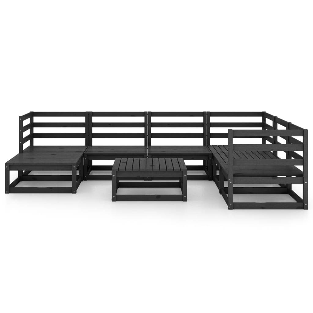 Set Divani da Giardino 8 pz Nero in Legno Massello di Pino cod mxl 41702