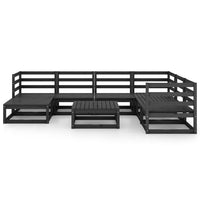 Set Divani da Giardino 8 pz Nero in Legno Massello di Pino cod mxl 41702