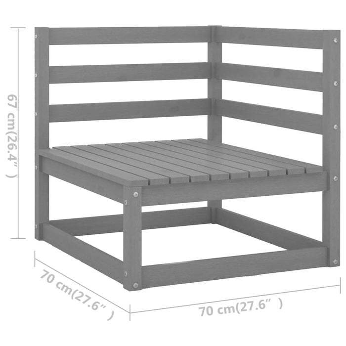 Set Divani da Giardino 9 pz Grigi in Legno Massello di Pino 3075721